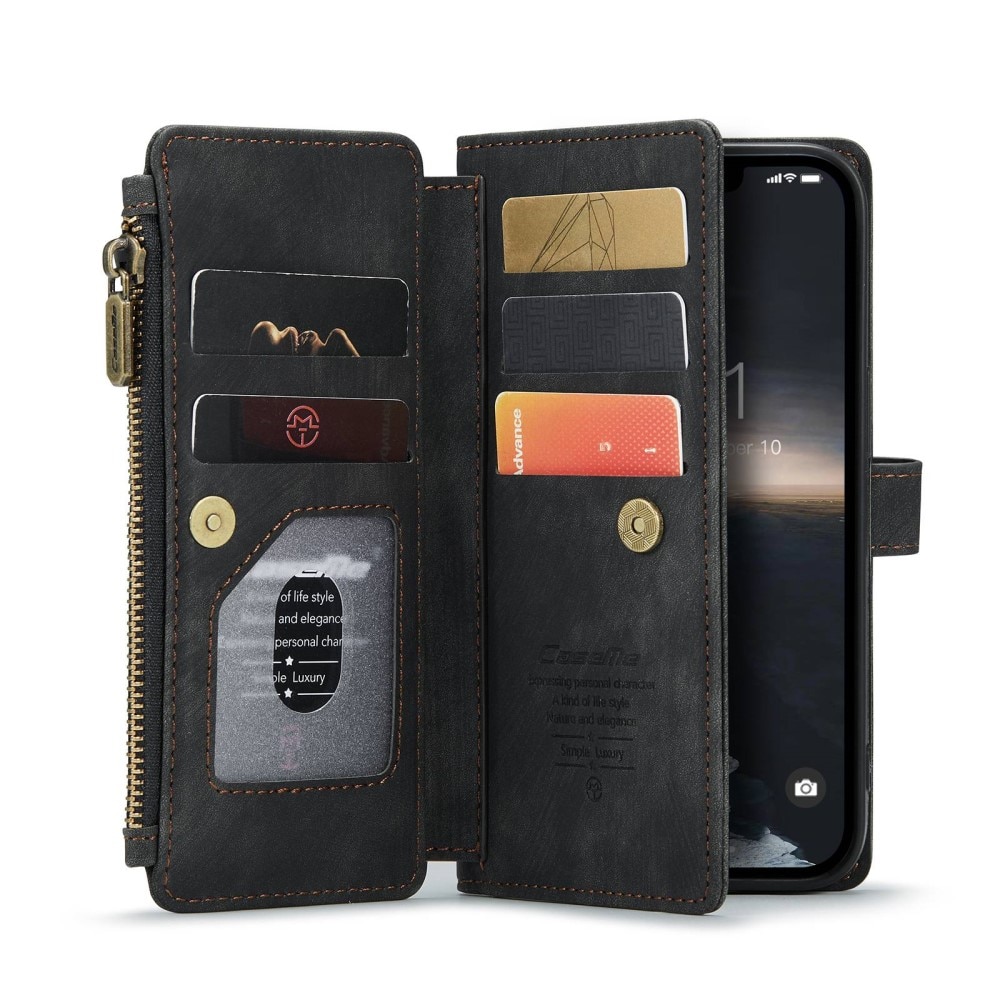 Custodie a portafoglio Zipper iPhone 14 Nero