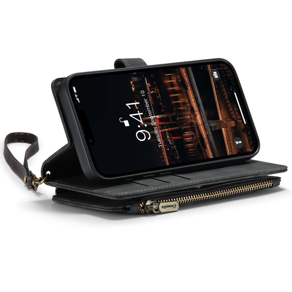 Custodie a portafoglio Zipper iPhone 14 Plus Nero