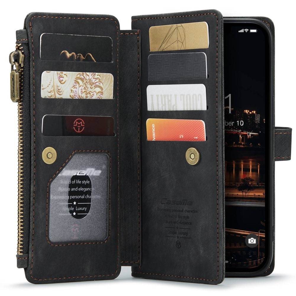 Custodie a portafoglio Zipper iPhone 14 Plus Nero
