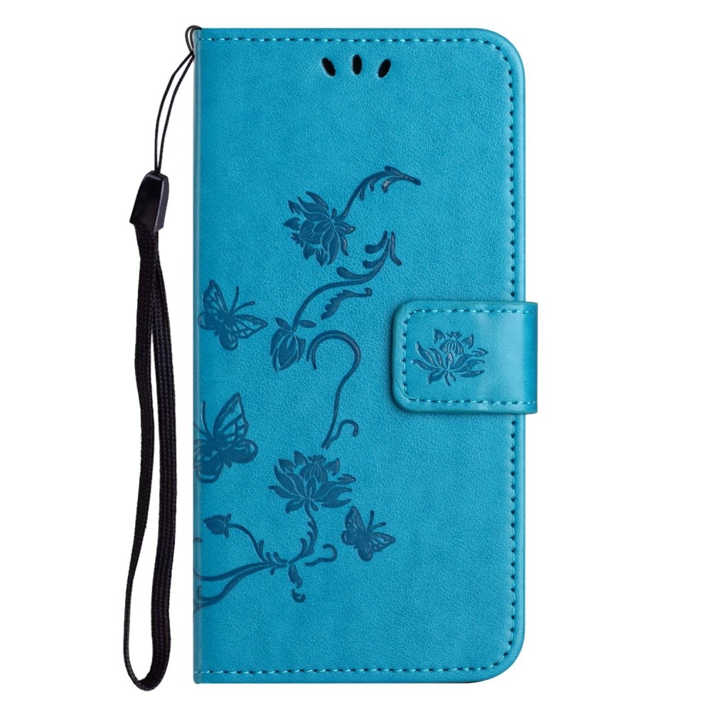Custodia in pelle a farfalle per Apple iPhone 14 Plus, Blu