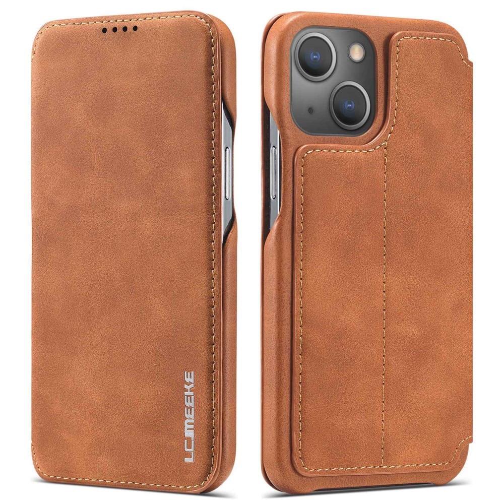 Custodie a portafoglio sottili iPhone 14 Plus Cognac