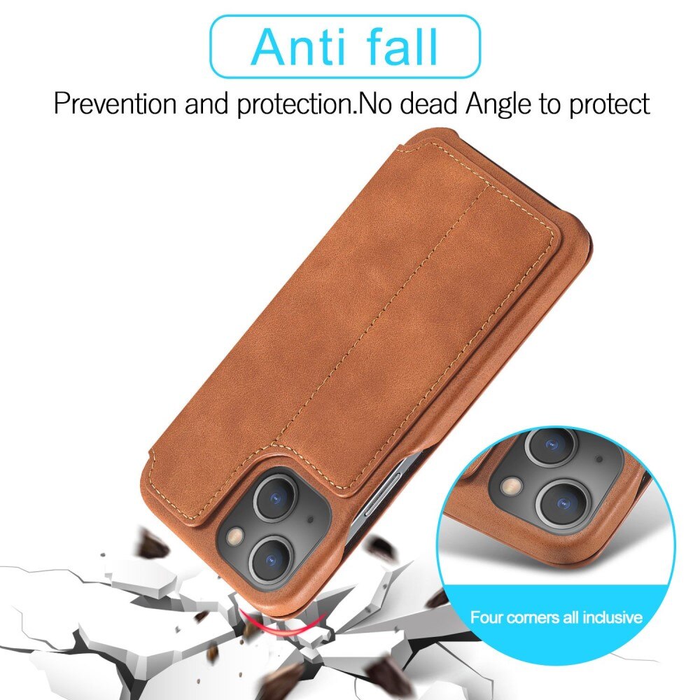 Custodie a portafoglio sottili iPhone 14 Plus Cognac