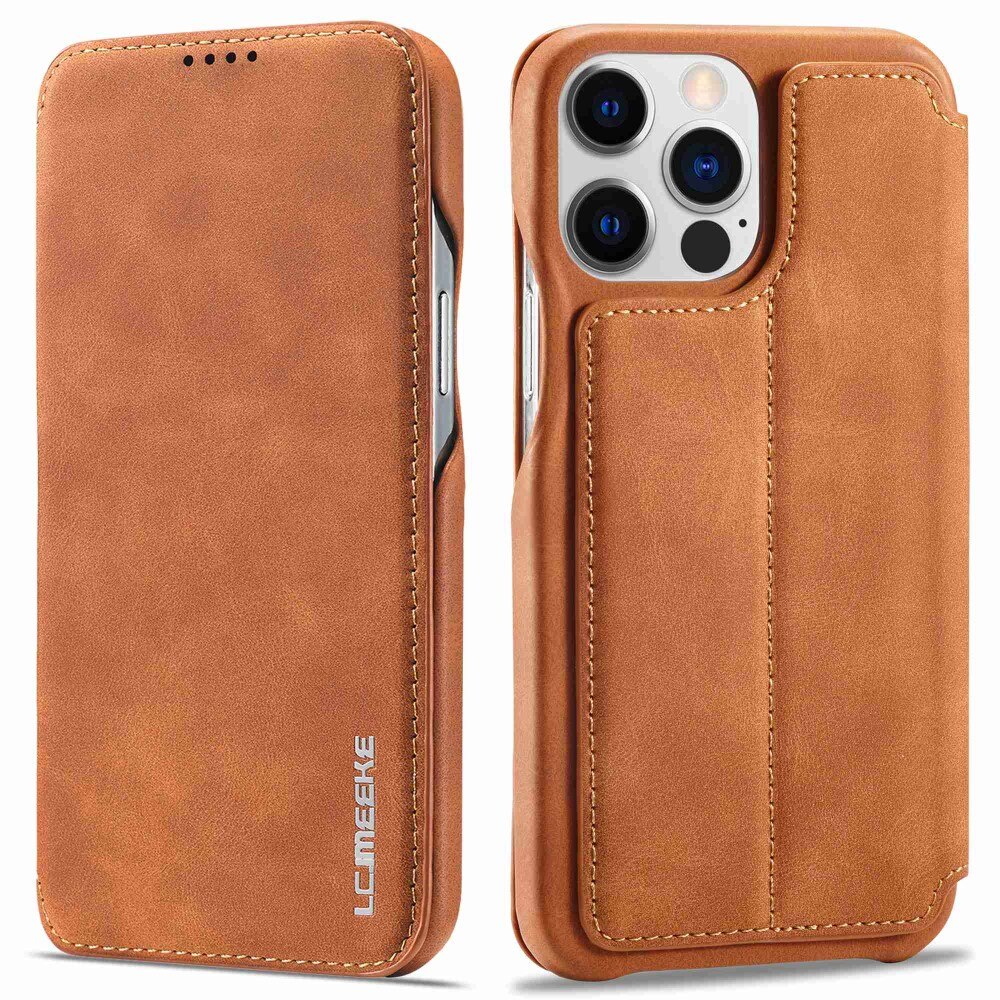 Custodie a portafoglio sottili iPhone 14 Pro Cognac