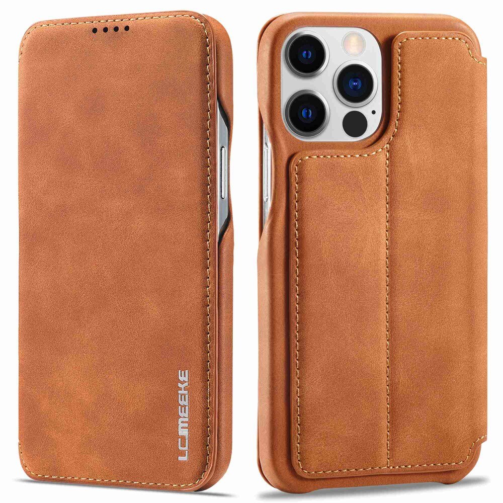 Custodie a portafoglio sottili iPhone 14 Pro Cognac