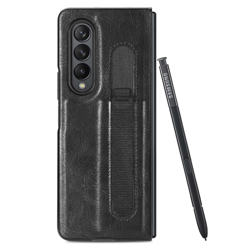 Cover in pelle con portapenne S-pen Samsung Galaxy Z Fold 4 Nero