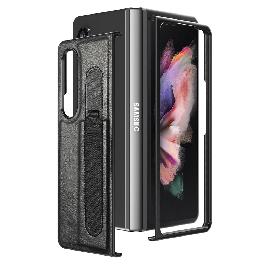 Cover in pelle con portapenne S-pen Samsung Galaxy Z Fold 4 Nero