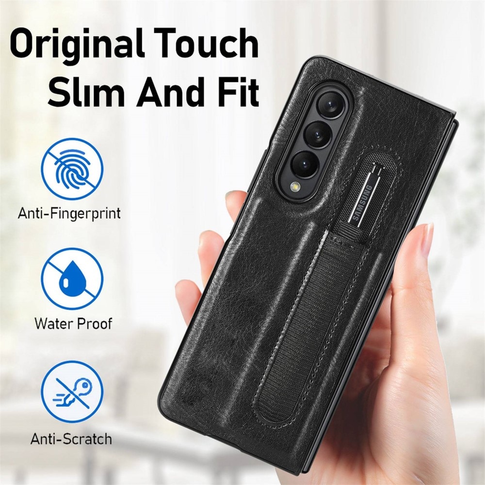 Cover in pelle con portapenne S-pen Samsung Galaxy Z Fold 4 Nero