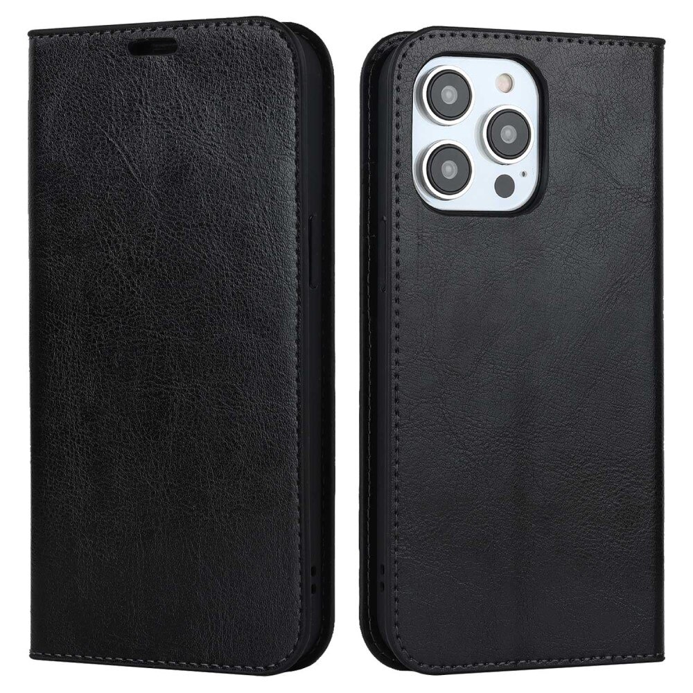 Cover Portafoglio in vera pelle iPhone 14 Pro Max nero