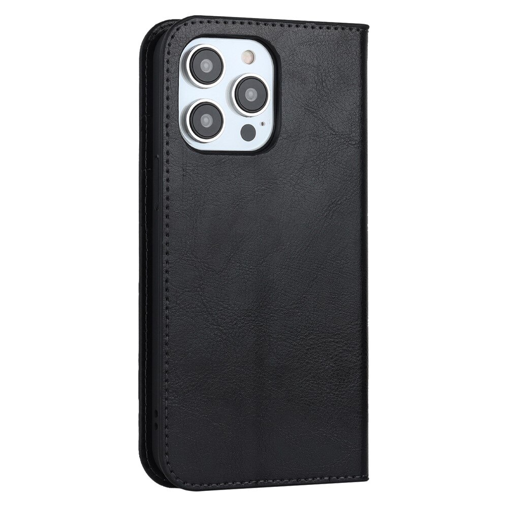 Cover Portafoglio in vera pelle iPhone 14 Pro Max nero