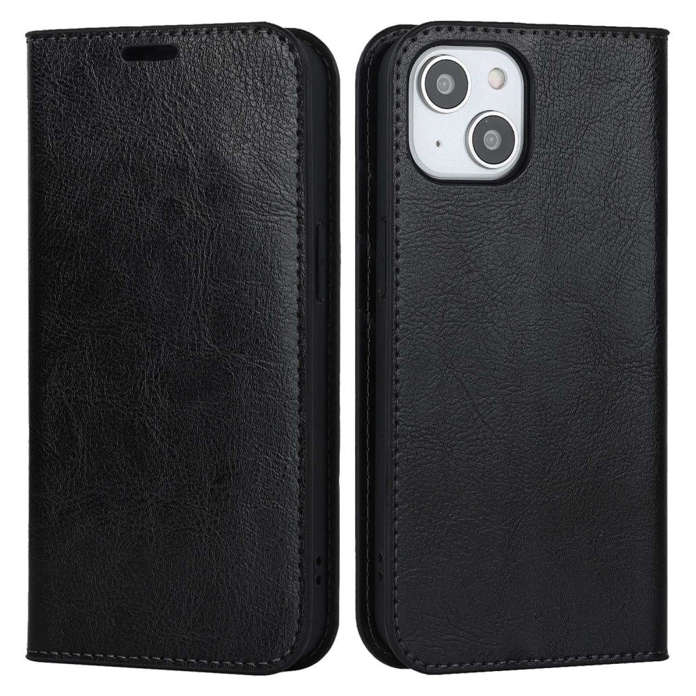 Cover Portafoglio in vera pelle iPhone 14 nero