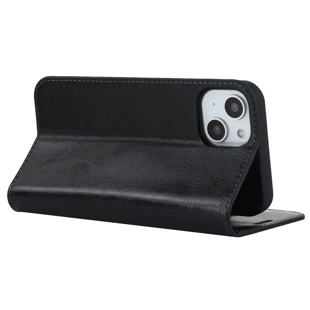 Cover Portafoglio in vera pelle iPhone 14 nero