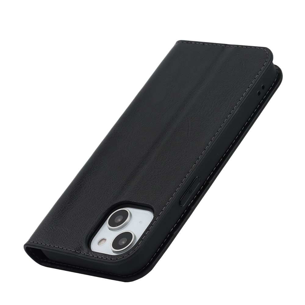 Cover Portafoglio in vera pelle iPhone 14 nero