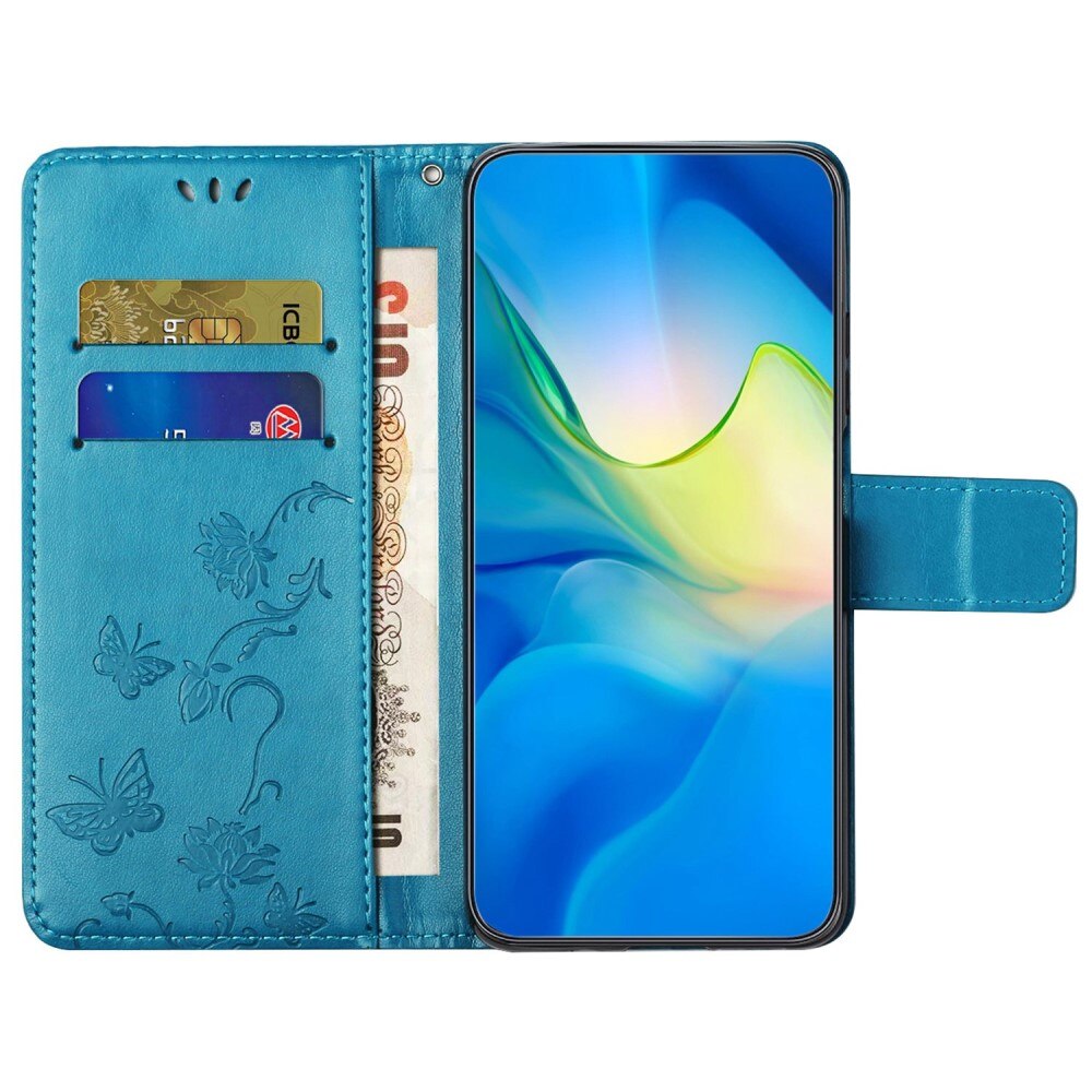 Custodia in pelle a farfalle per  OnePlus 10T, Blu