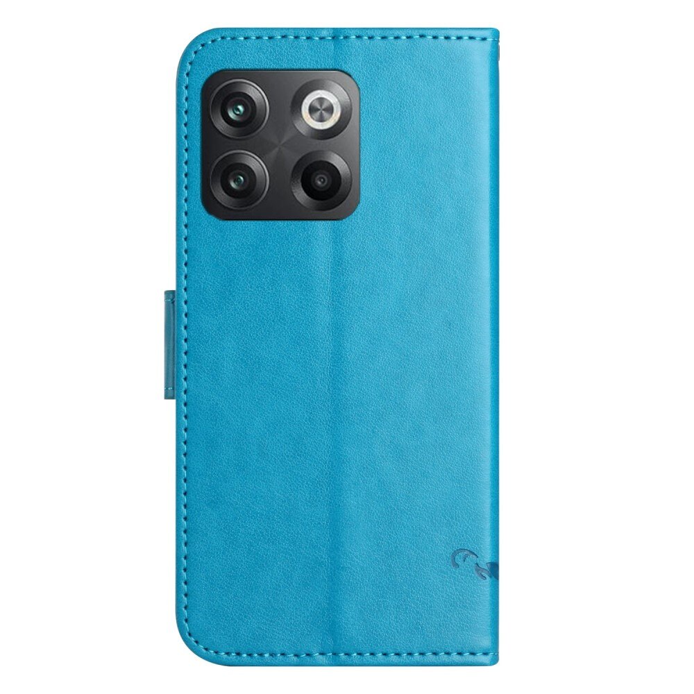 Custodia in pelle a farfalle per  OnePlus 10T, Blu