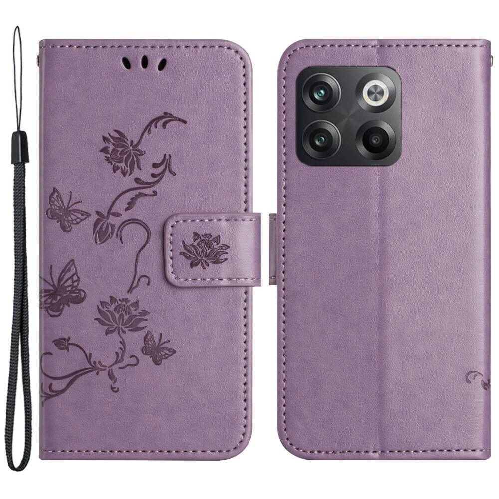 Custodia in pelle a farfalle per  OnePlus 10T, Viola