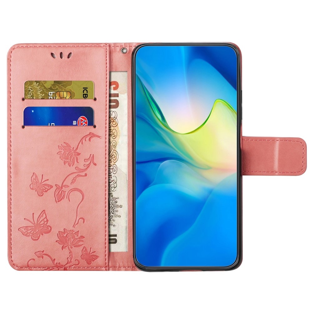 Custodia in pelle a farfalle per  OnePlus 10T, Rosa