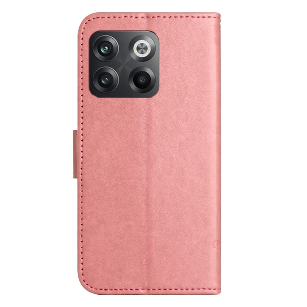 Custodia in pelle a farfalle per  OnePlus 10T, Rosa
