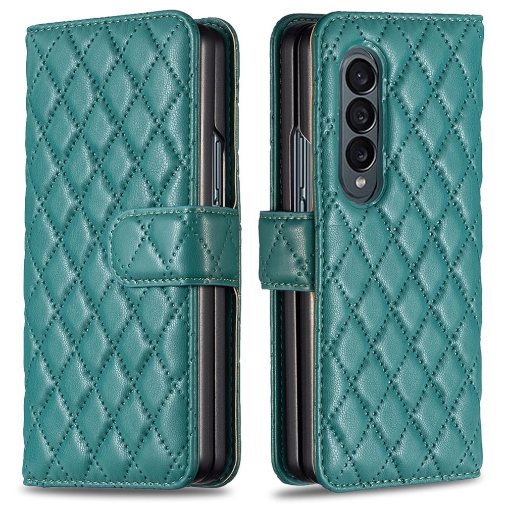 Custodia a portafoglio trapuntate Samsung Galaxy Z Fold 4 Verde