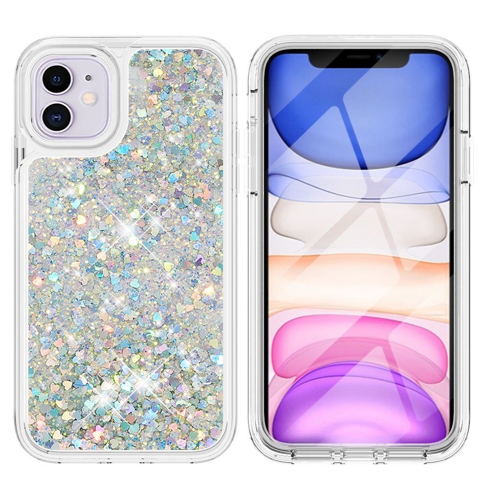 Cover Full Protection Glitter Powder TPU iPhone 11 d'argento