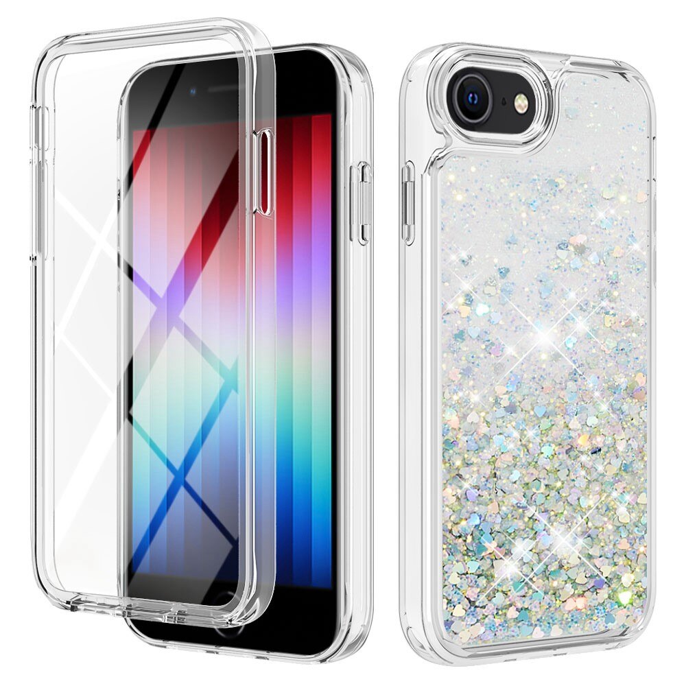 Cover Full Protection Glitter Powder TPU iPhone 7/8/SE d'argento