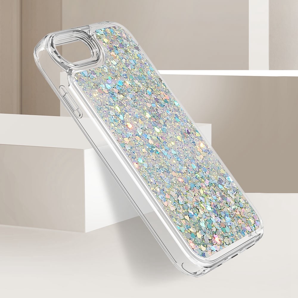 Cover Full Protection Glitter Powder TPU iPhone 7/8/SE d'argento