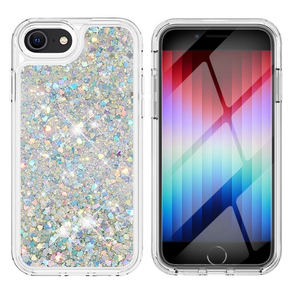 Cover Full Protection Glitter Powder TPU iPhone 7/8/SE d'argento
