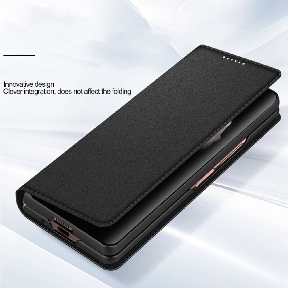 Custodia a portafoglio in vera pelle Samsung Galaxy Z Fold 4, Marrone