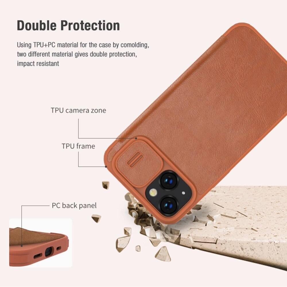 Cover Qin Pro CamShield iPhone 14 Brown