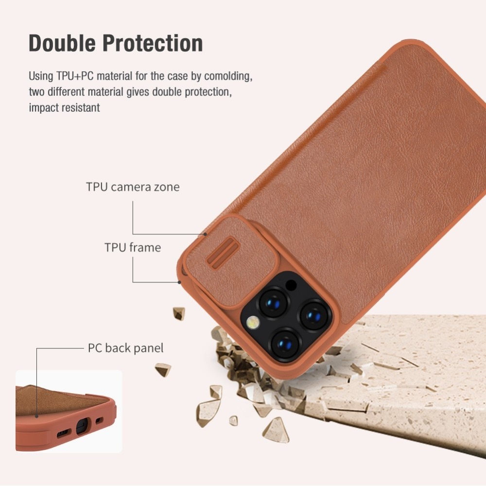 Cover Qin Pro CamShield iPhone 14 Pro Brown