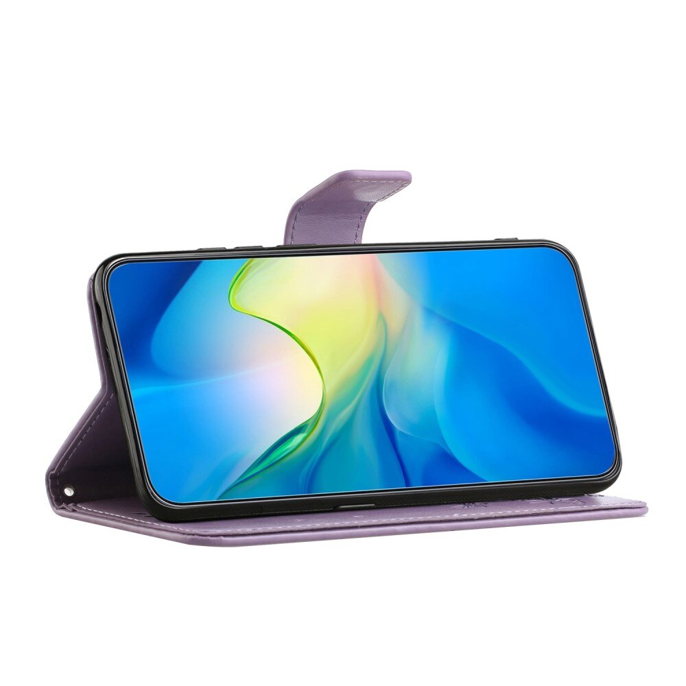 Custodia in pelle a farfalle per Samsung Galaxy A04, viola