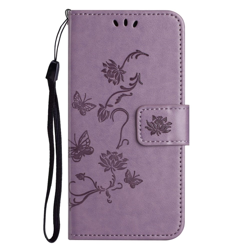 Custodia in pelle a farfalle per Samsung Galaxy A04, Viola