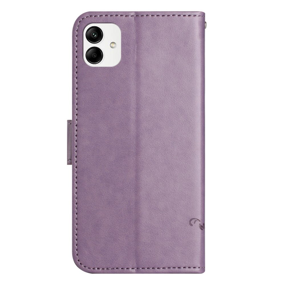 Custodia in pelle a farfalle per Samsung Galaxy A04, viola