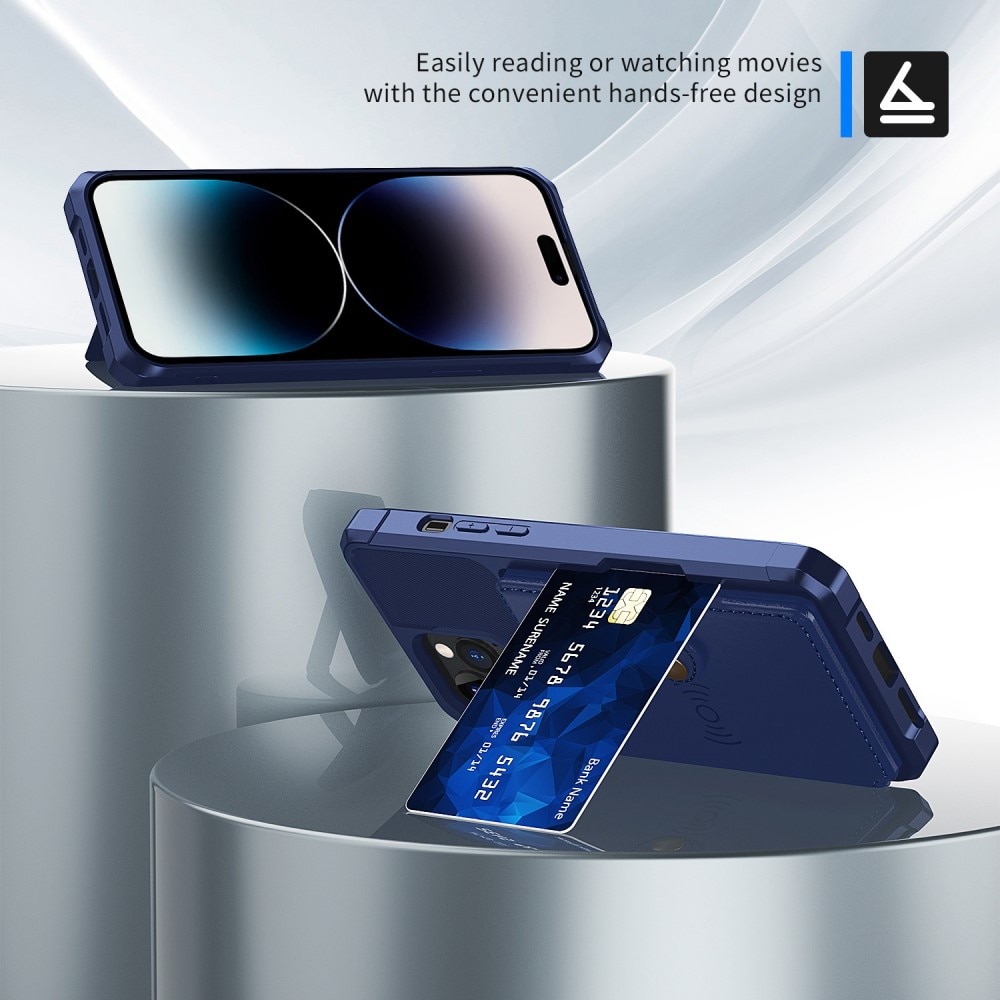 Cover con portacarte Tough Multi-slot iPhone 14 Pro Blu