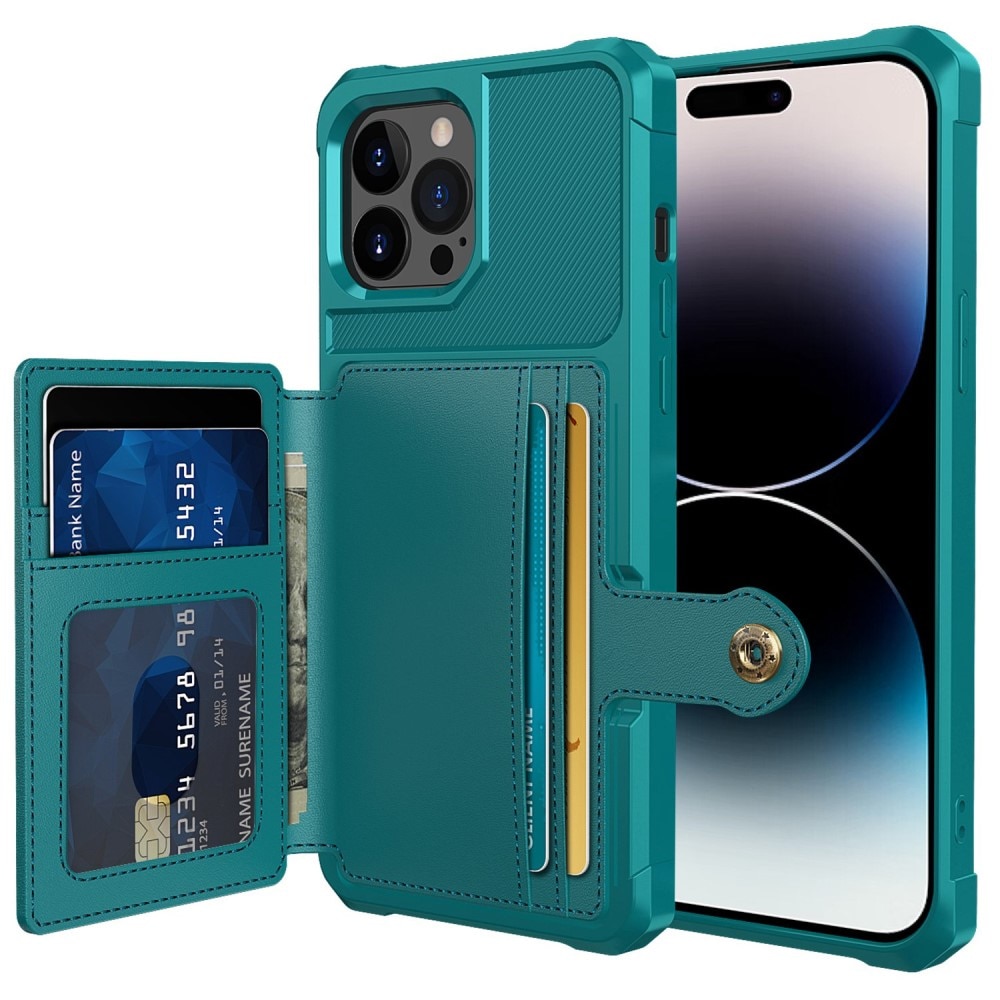 Cover con portacarte Tough Multi-slot iPhone 14 Pro Verde