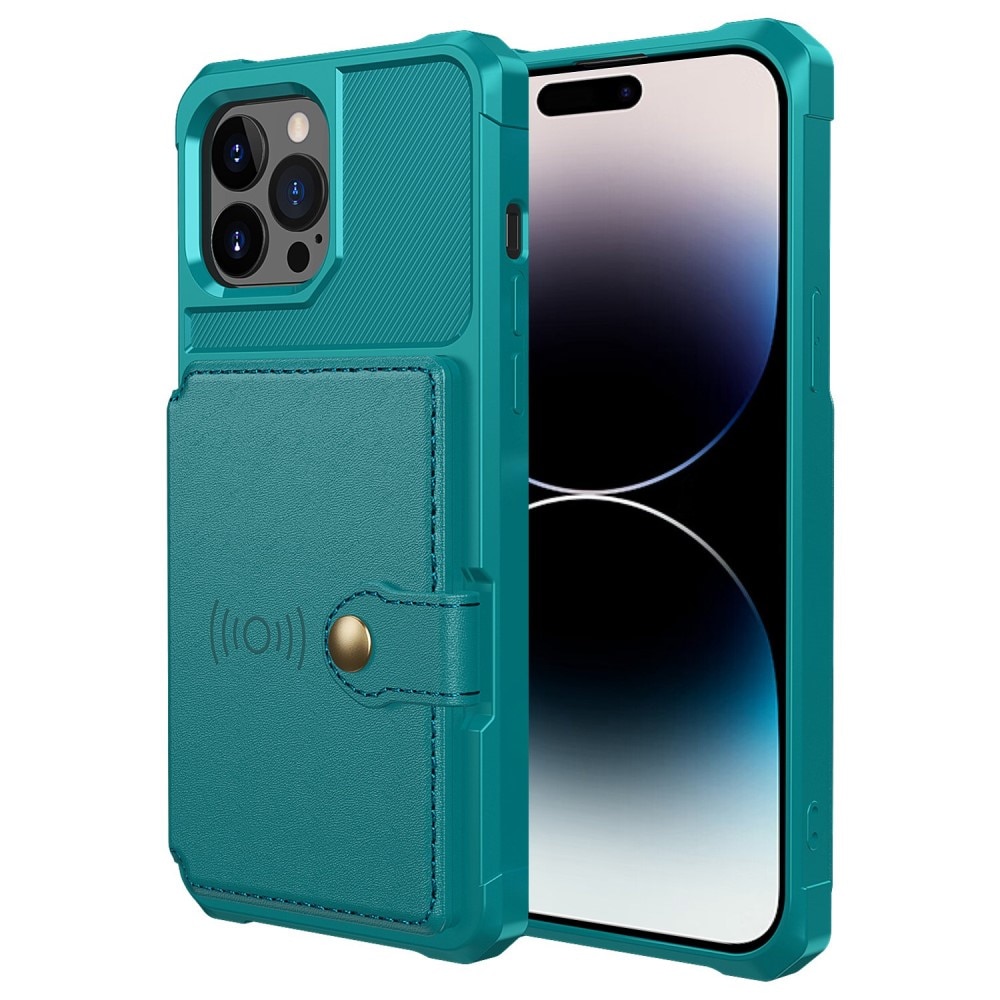 Cover con portacarte Tough Multi-slot iPhone 14 Pro Verde