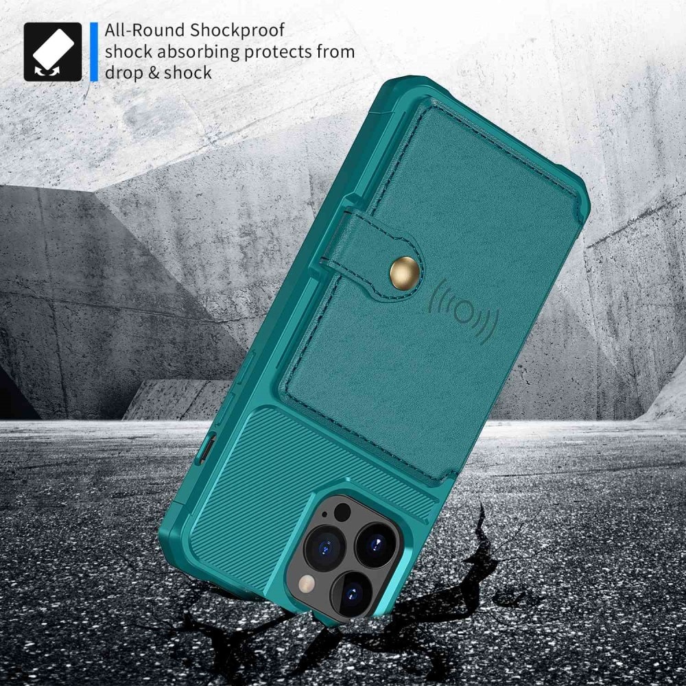 Cover con portacarte Tough Multi-slot iPhone 14 Pro Verde