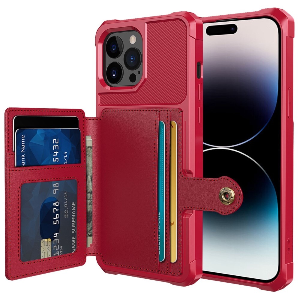 Cover con portacarte Tough Multi-slot iPhone 14 Pro Rosso