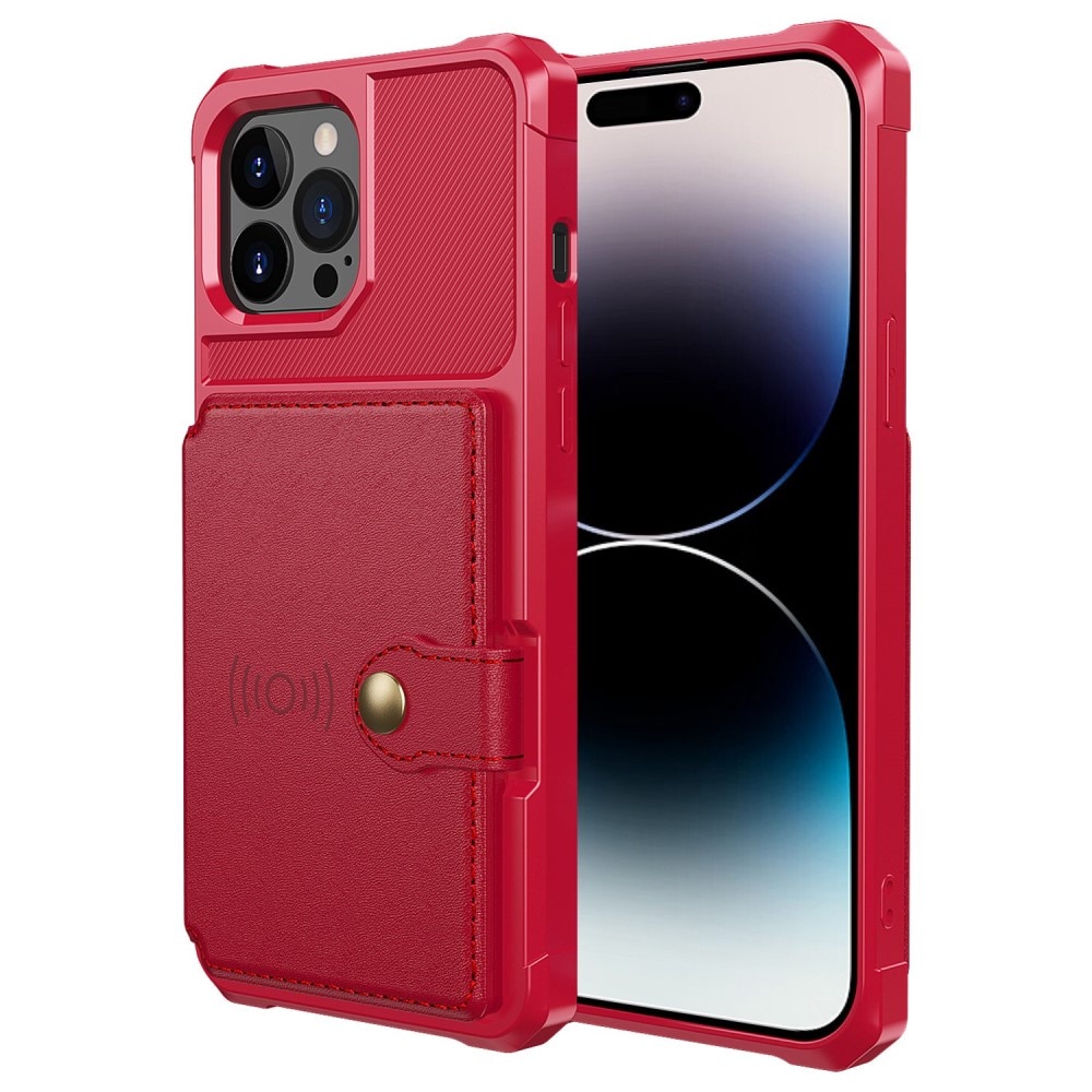 Cover con portacarte Tough Multi-slot iPhone 14 Pro Rosso