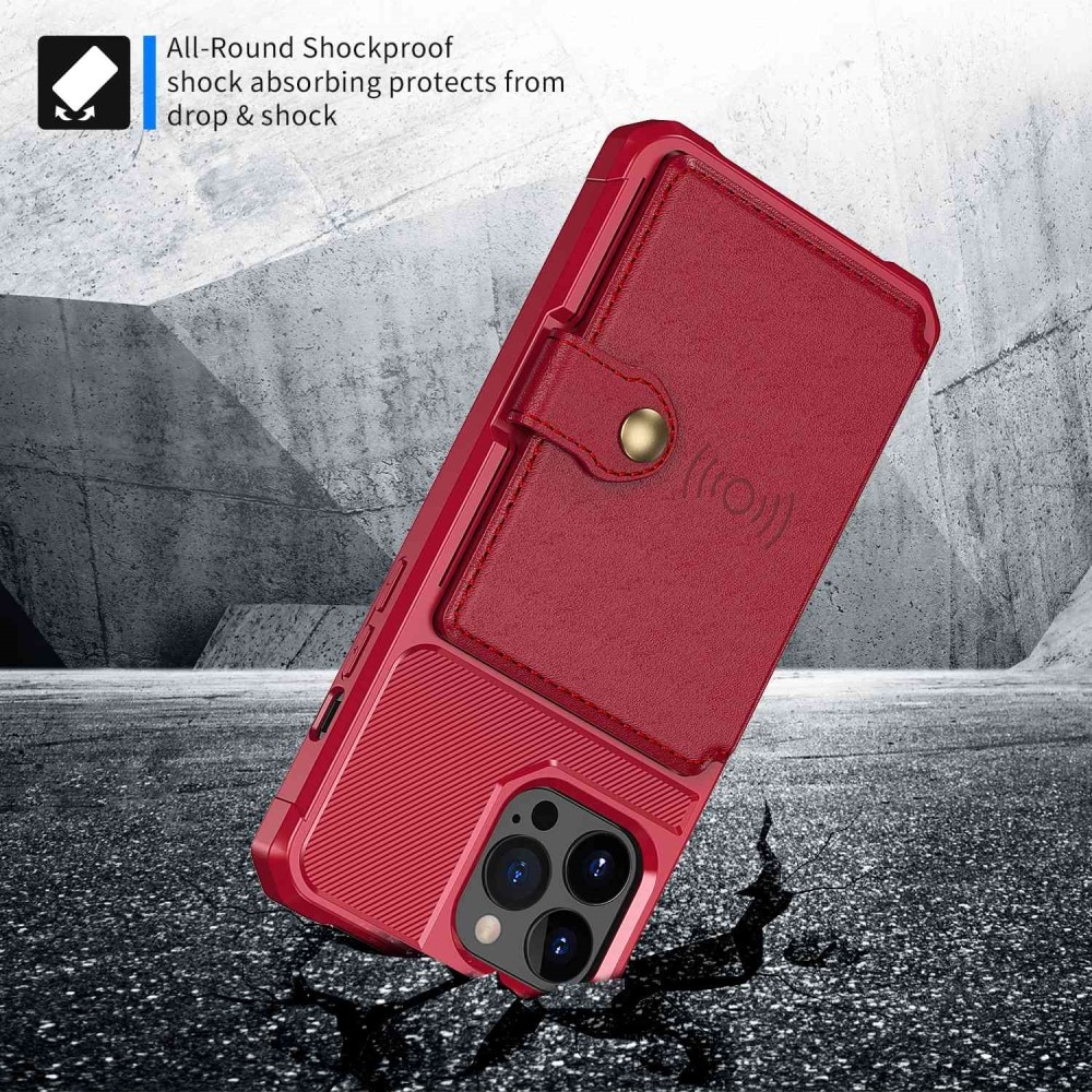 Cover con portacarte Tough Multi-slot iPhone 14 Pro Rosso