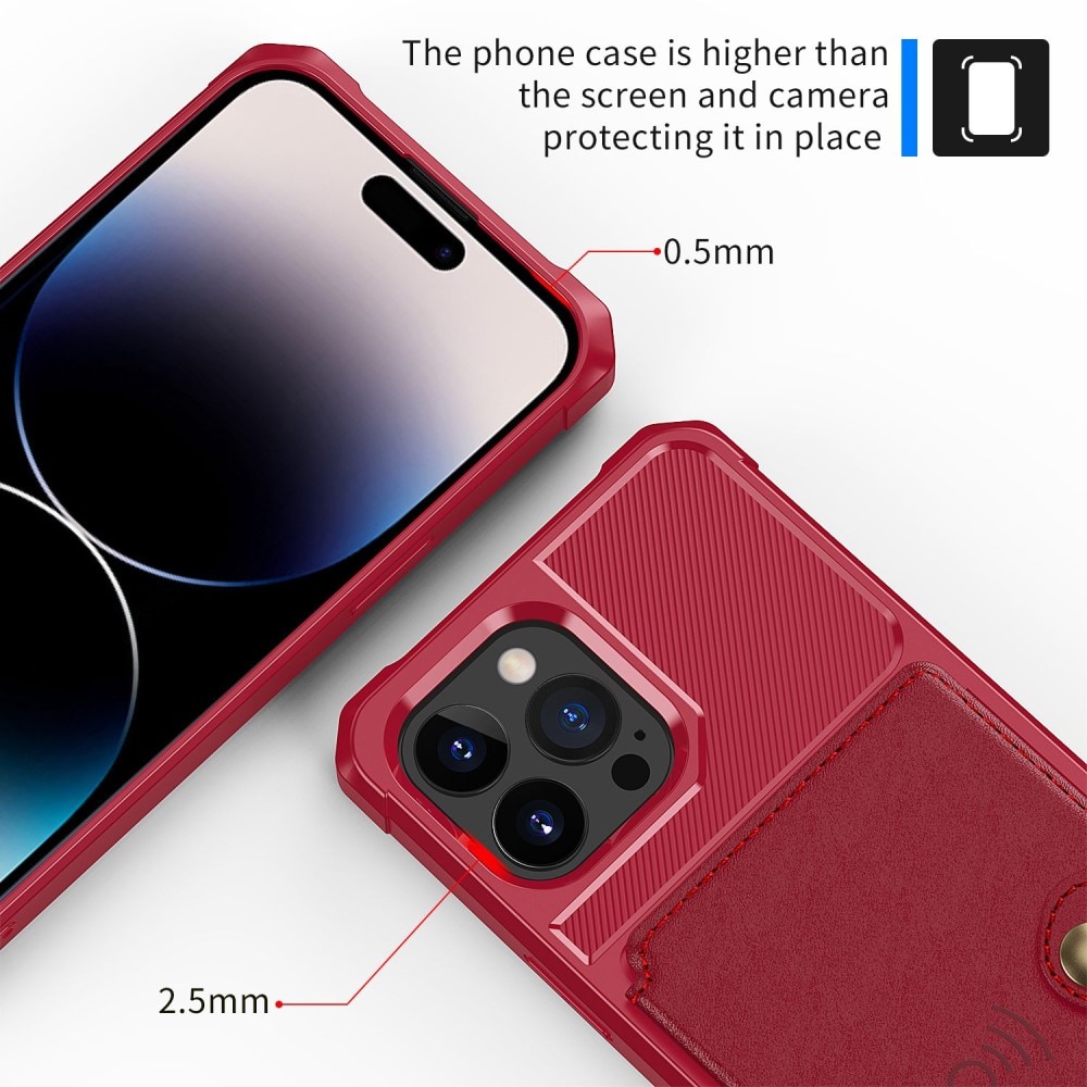 Cover con portacarte Tough Multi-slot iPhone 14 Pro Rosso