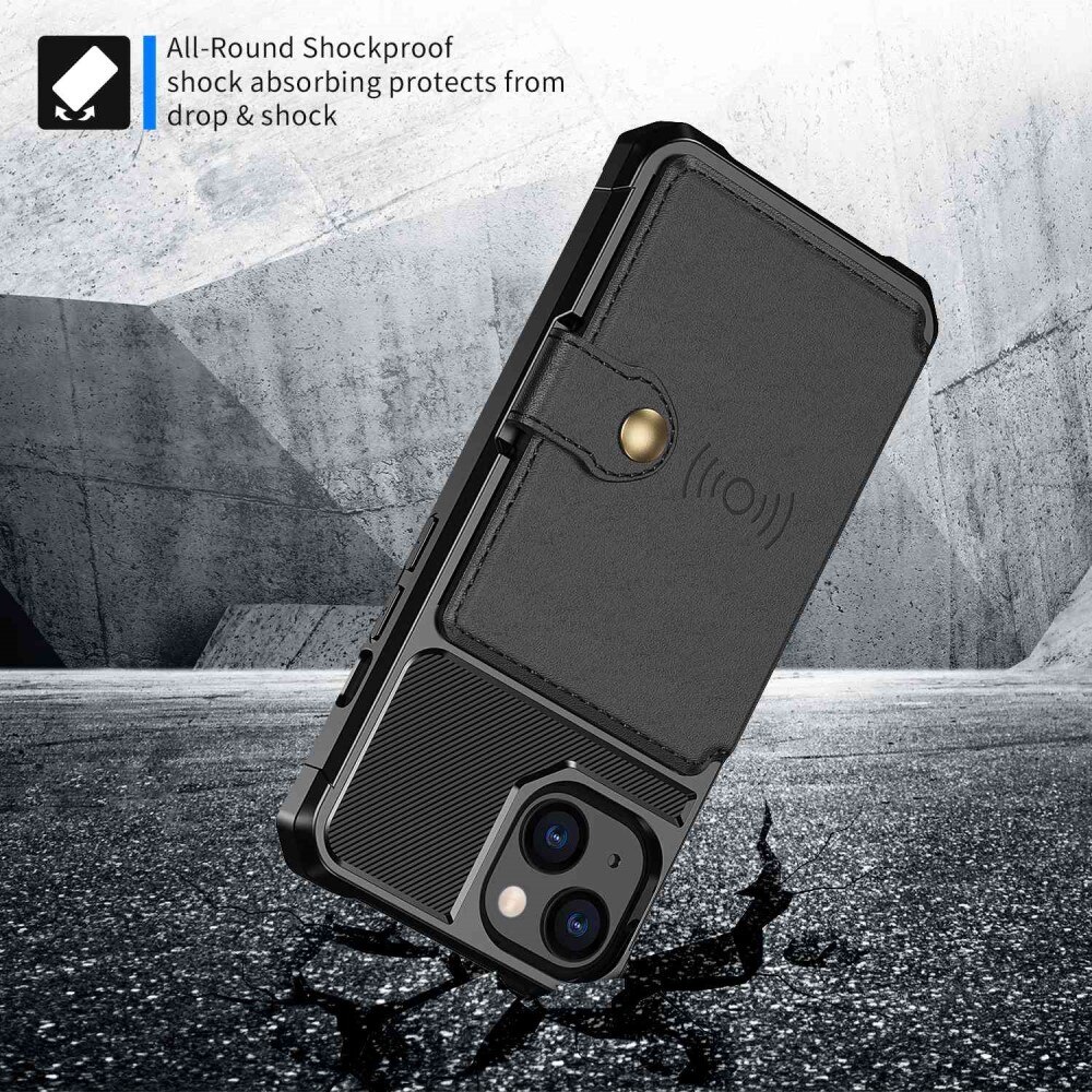 Cover con portacarte Tough Multi-slot iPhone 14 Nero