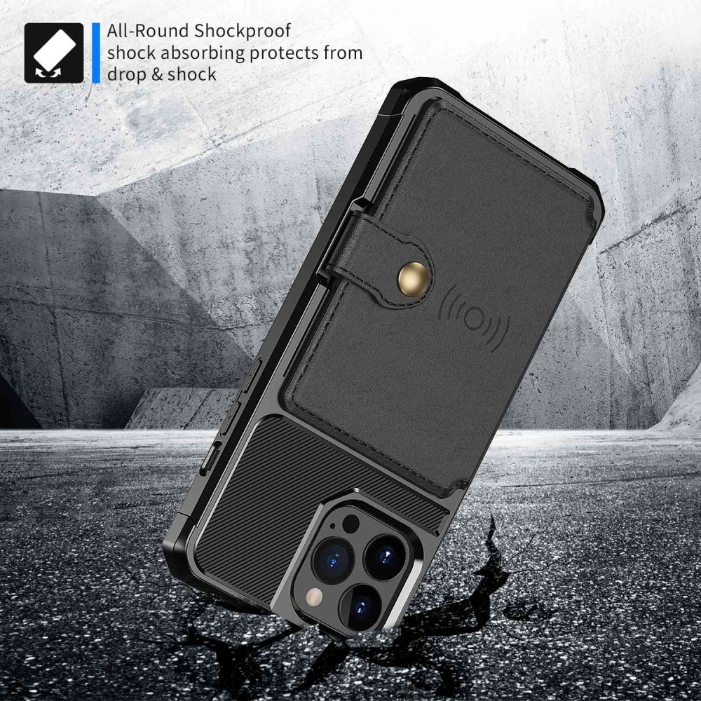 Cover con portacarte Tough Multi-slot iPhone 14 Pro Max Nero