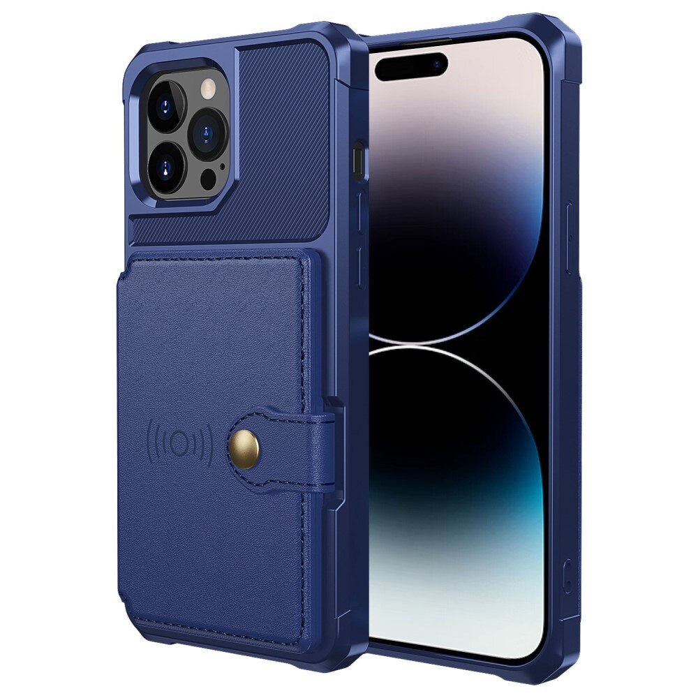 Cover con portacarte Tough Multi-slot iPhone 14 Pro Max Blu