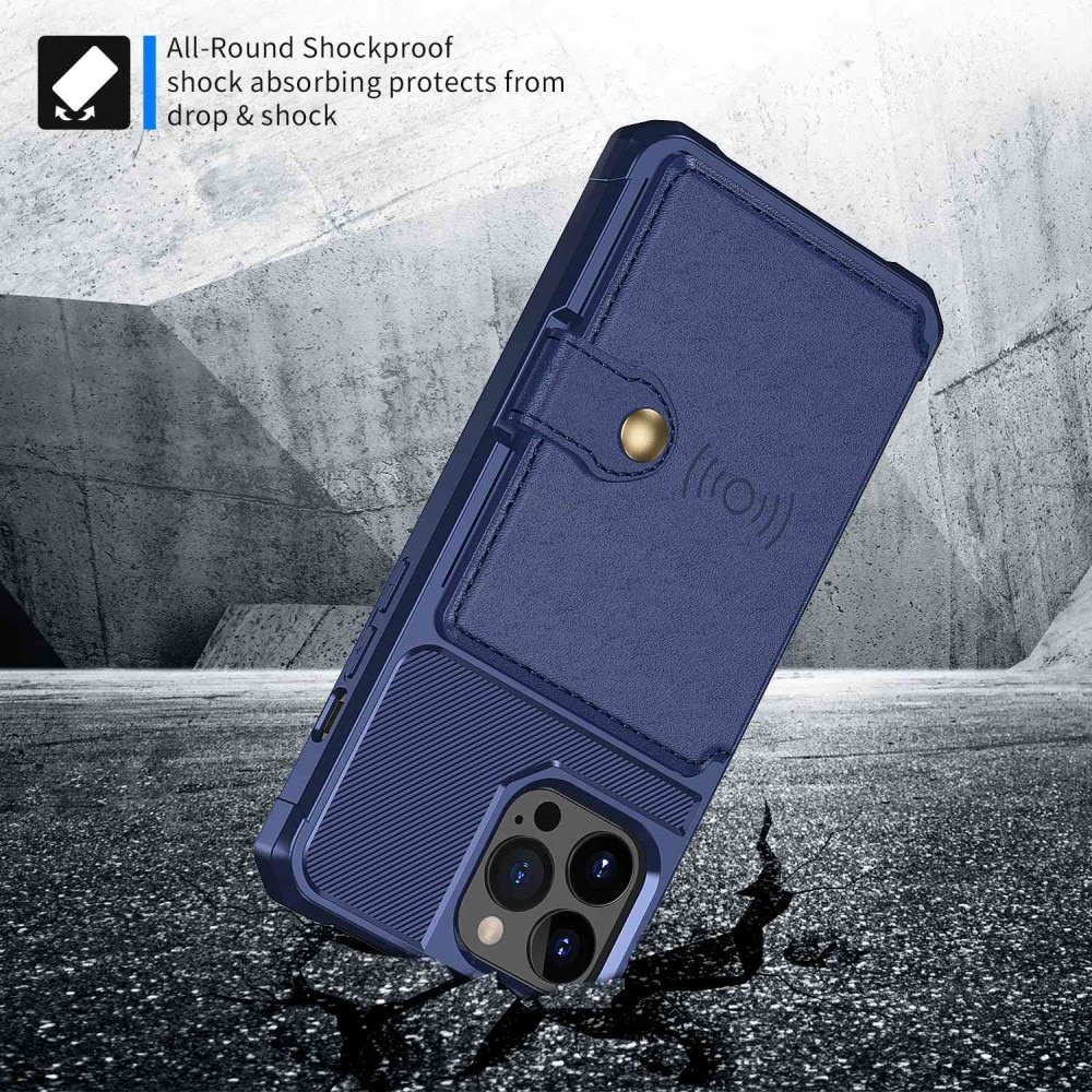 Cover con portacarte Tough Multi-slot iPhone 14 Pro Max Blu