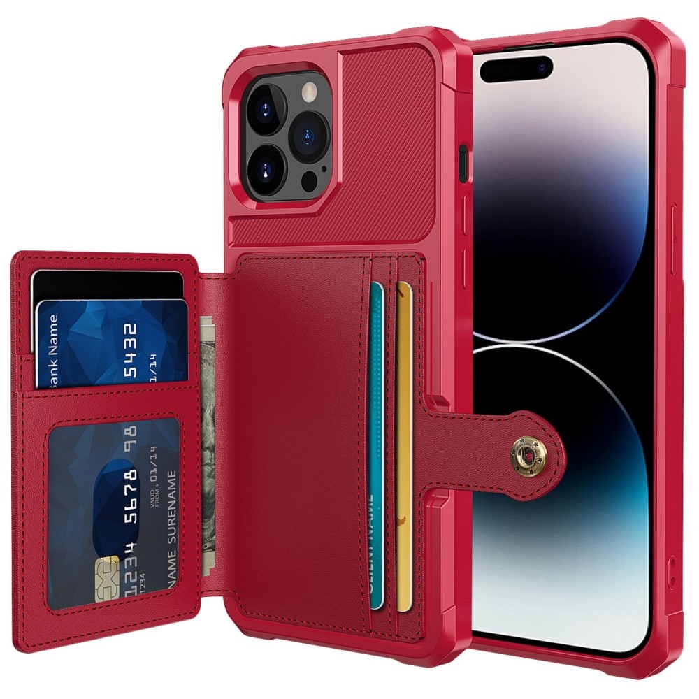 Cover con portacarte Tough Multi-slot iPhone 14 Pro Max Rosso