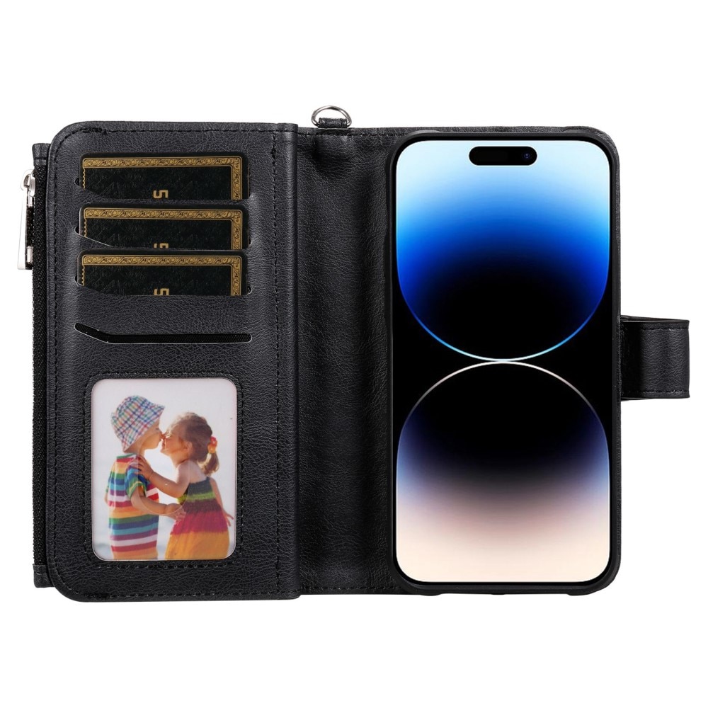 Zipper Magnet Wallet iPhone 14 Pro Nero