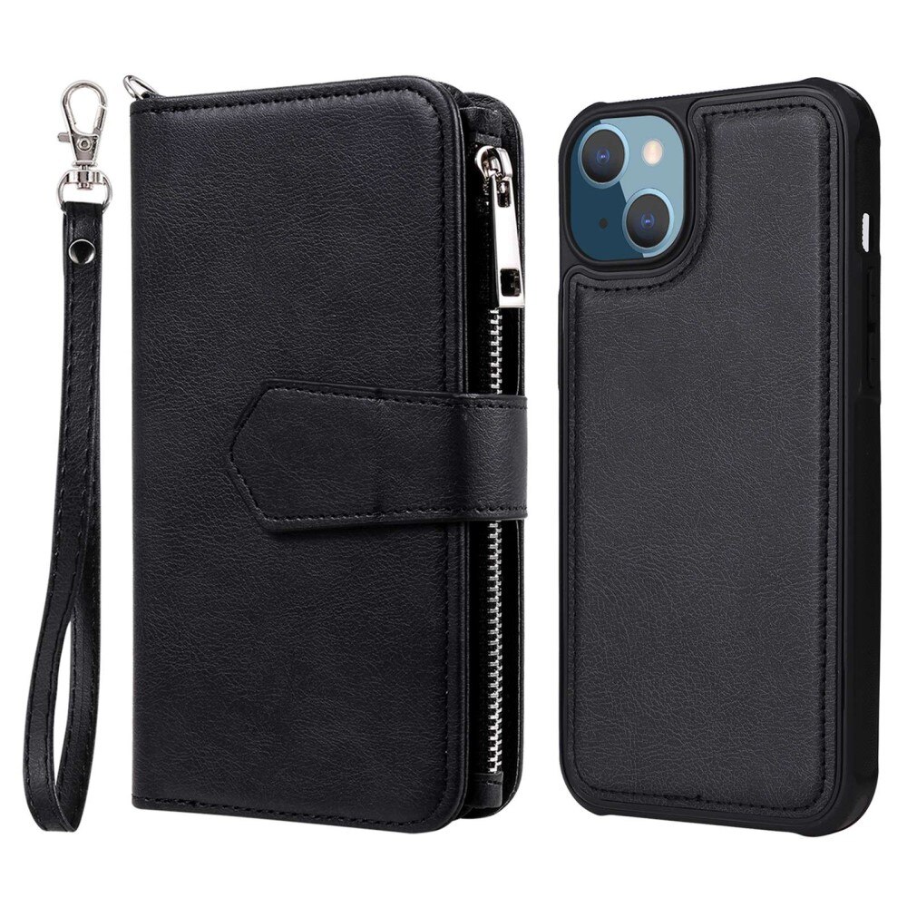 Zipper Magnet Wallet iPhone 14 Plus Nero