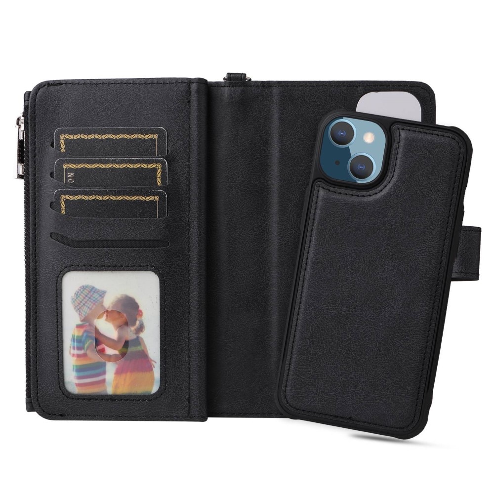 Zipper Magnet Wallet iPhone 14 Plus Nero