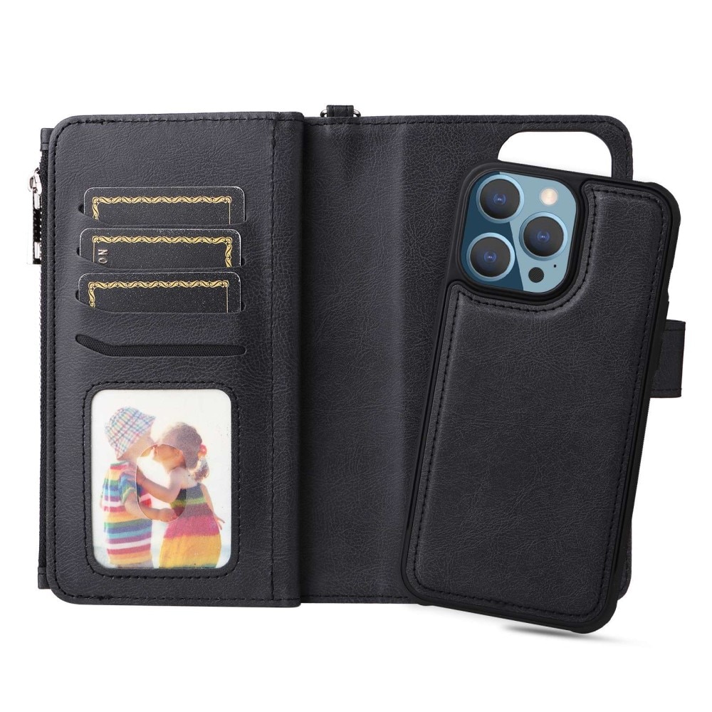 Zipper Magnet Wallet iPhone 14 Pro Max Nero