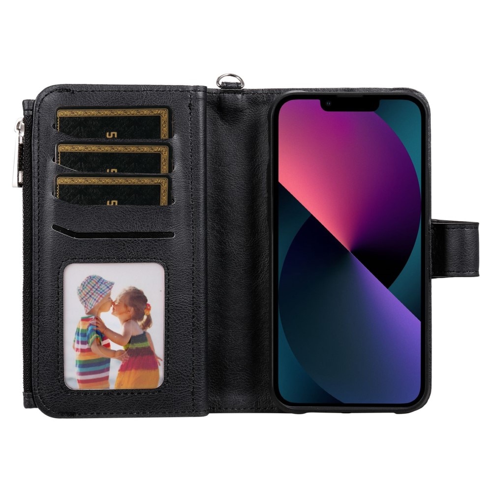 Zipper Magnet Wallet iPhone 14 Nero